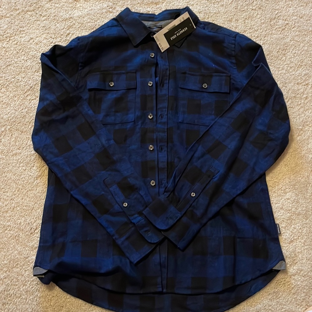 NWT Kenneth Cole Long Sleeve Mens Medium 100% cotton Shirt.